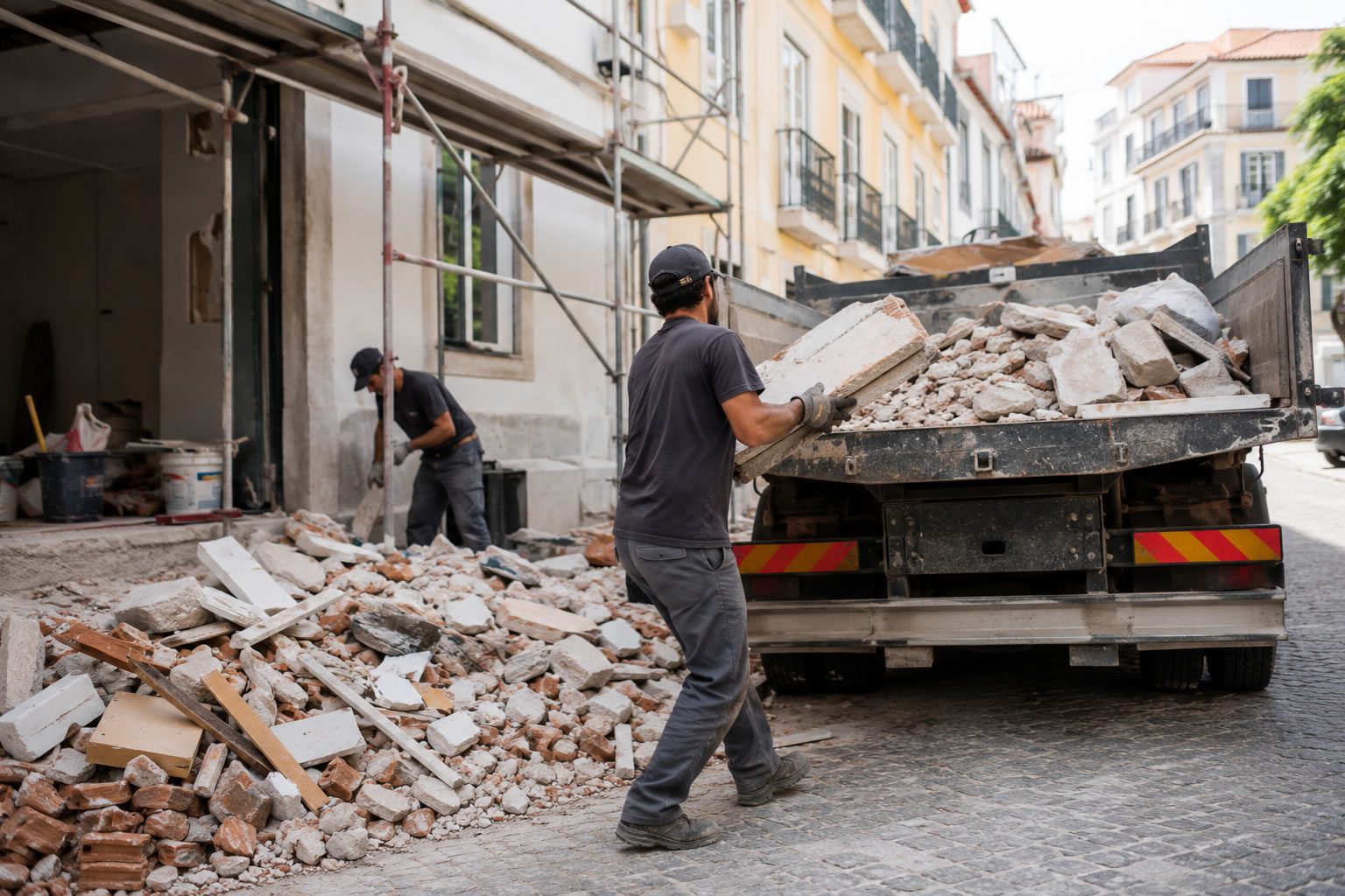 remoção de entulho em Lisboa após obra